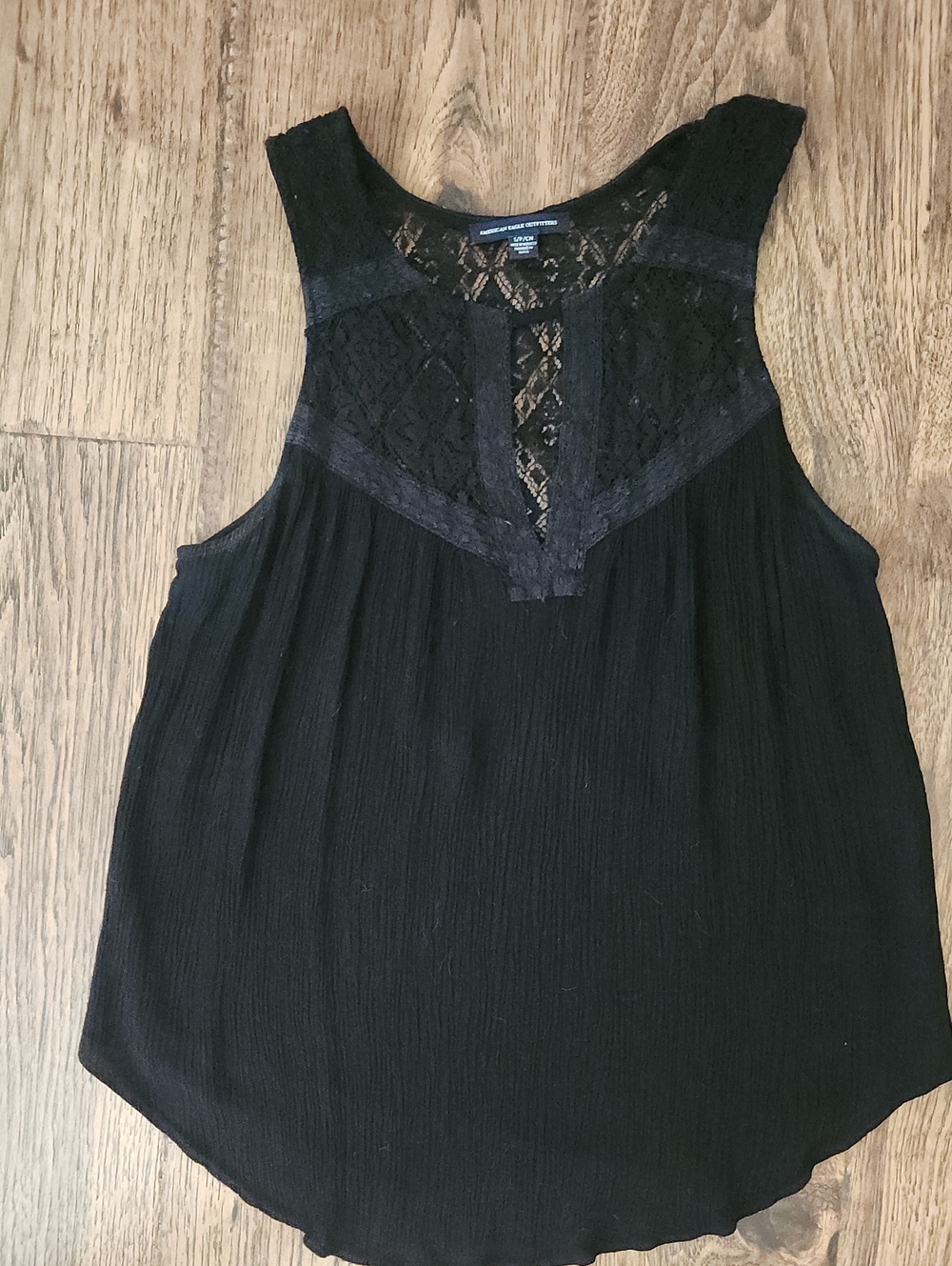 American Eagle Outfitters Black Lace Yoke Sleeveless Top